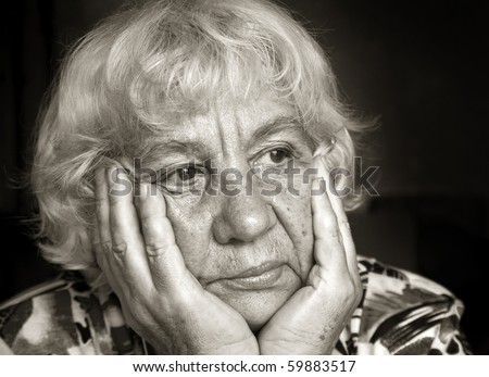 stock photo Portrait of a sad lady Black and white portraits series
