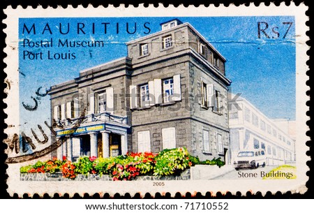 MAURITIUS - CIRCA 2005: A stamp printed in Mauritius shows Building of National Postal Museum, circa 2005