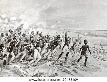 Battle of Borodino. Illustration by artist A.P. Apsit from book 
