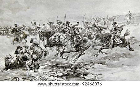 Battle of Borodino. Illustration by artist A.P. Apsit from book \