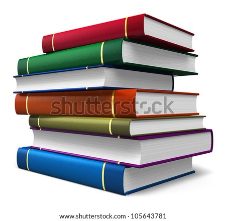 Set of color books isolated on white background