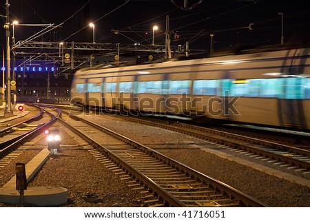 Commuter train with motion blur