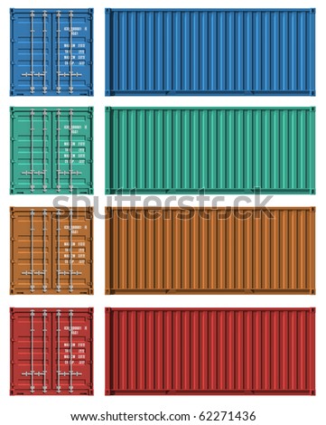 Set of cargo container templates Set of cargo container templates