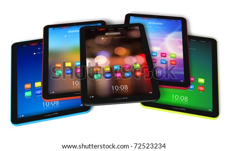 stock photo : Set of color tablet computers