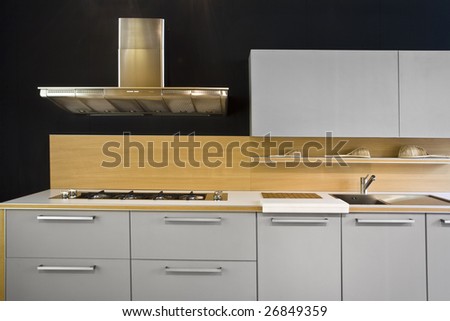 perspective view of a modern kitchen