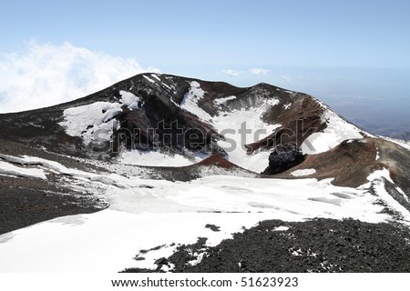 volcano mount Etna crater in Sicily, Italy