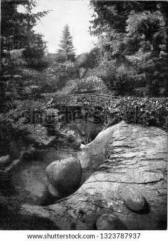 Giant Marmite in the Lucerne Glacier Garden, vintage photo. From the Universe and Humanity, 1910.