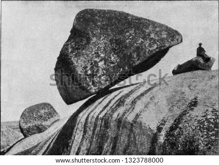 The rocky stone of Tandil near Buenos Aires, vintage photo. From the Universe and Humanity, 1910.