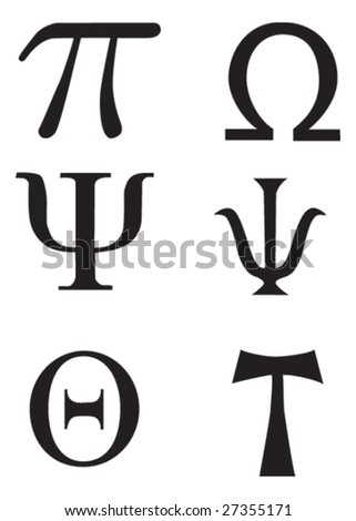 stock vector Different Greek signs and symbols for tattoo or artwork 