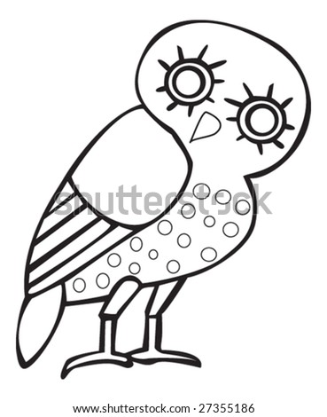 stock vector Greek owl sign symbol for tattoo or artwork vector
