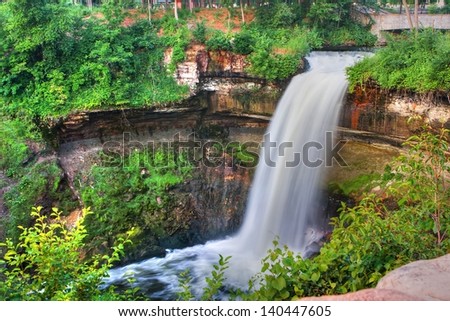 Beautiful waterfall at Minnehaha Falls in Minnesota in High Dynamic Range.