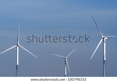 view of  windmills for renewable electric  energy production