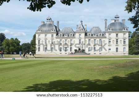 CHEVERNY, FRANCE - AUGUST 16: Castle on August 16, 2012 in Cheverny: Tourists walk in the castle of Cheverny. Built in the 17th century inspired by the work of the best artists of the time.