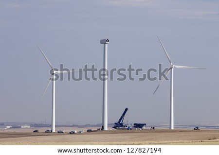 repair work on the blades of a windmill for electric power production