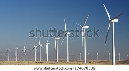 Windmills For Renewable Electric Energy Production, Pozuelo De Aragon, Zaragoza, Aragon, Spain