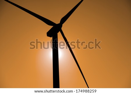 Windmill for renewable electric energy production, Pozuelo de Aragon, Zaragoza, Aragon, Spain