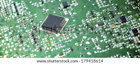 Closeup of a chip in an integrated circuit