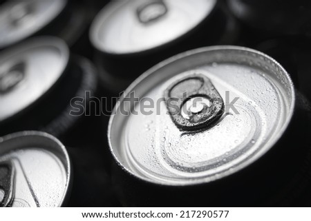 Closeup of a group of beer cans
