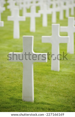 White crosses in  Normandy, France.