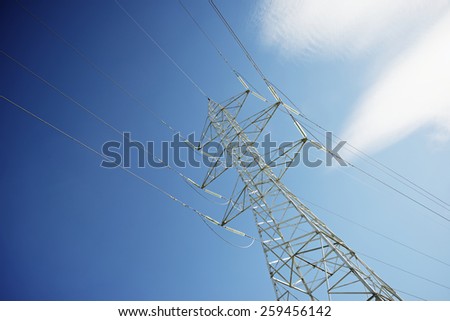 Power line in Zaragoza province, Aragon, Spain