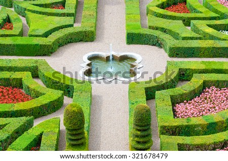 foreground of the garden of the castle of Villandry, Loire Valley, France