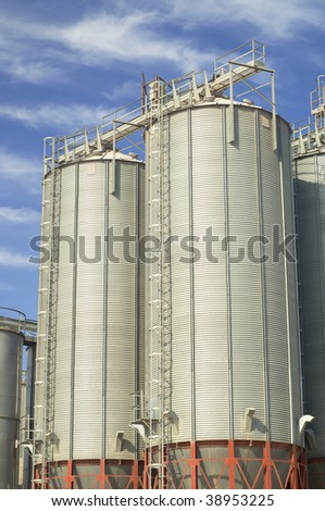 View of modern grain silos