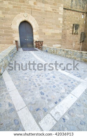 Castle entrance in Mora de Rubielos, Teruel, Spain