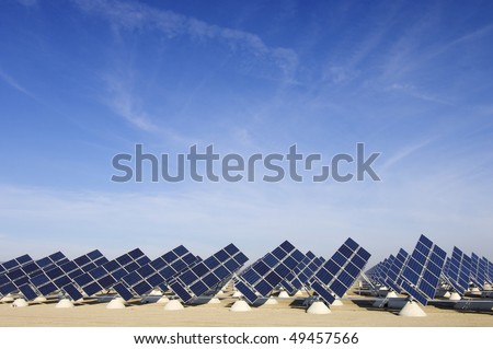 solar field with blue sky
