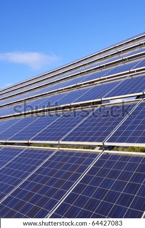 closeup of a large photovoltaic panel for electric power production