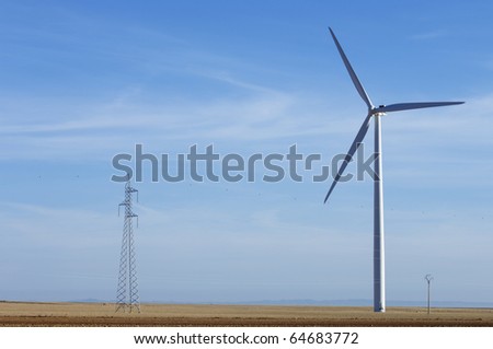 windmill for electric power production and high-tension tower