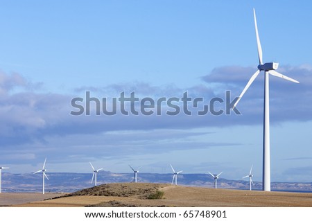 turbines for electricity production with blue sky