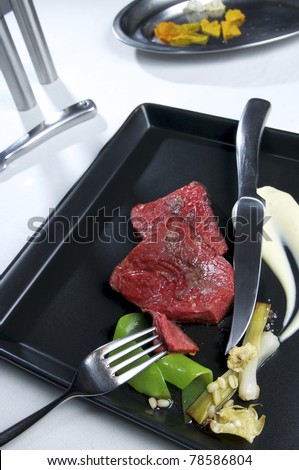 beef steak  with cream and mixed vegetables