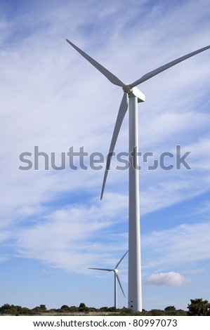 group of windmills for green power production