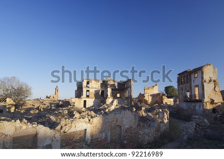 Belchite village destroyed in a bombing during the Spanish Civil War, Saragossa, Aragon, Spain