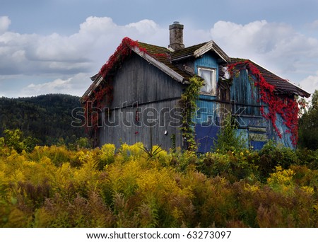 Old colorful wooden house in the country