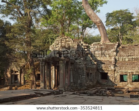 SIEM REAP/CAMBODIA - FEBRUARY 11, 2012: Entrance to the Ta Prohm temple in Angkor Archaeological Park