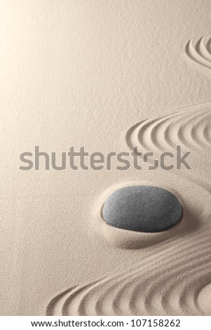 zen garden tao buddhism, sand and stone pattern form tranquility for relaxation harmony concentration and spirituality meditation rock, copy space spiritual