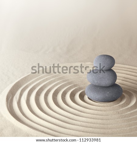 Japanese zen garden meditation stone for concentration and relaxation sand and rock for harmony and balance in pure simplicity