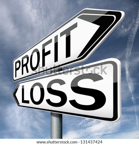 profit or loss win or loose financial on stock market economy earning or loosing money trough the risk of a risky investment