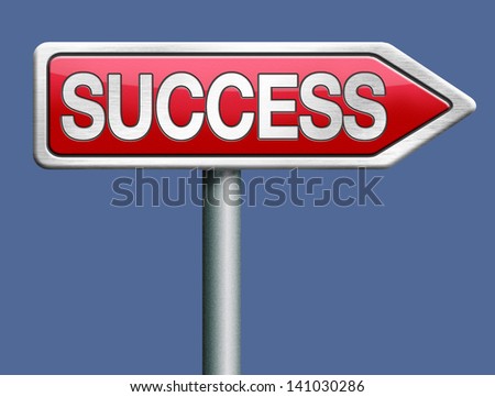 success red road sign arrow with text successful life and business succeed in task exam test or examination