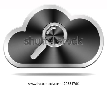 search cloud computing icon or button big data storage and find information in database
