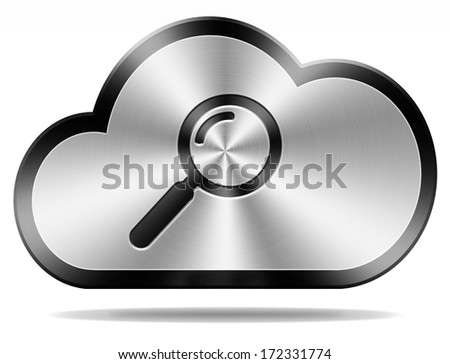 search cloud computing icon or button big data storage and find information in database