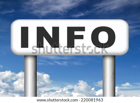 information sign  banner or label to search more details and find online info