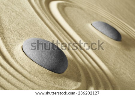 wellness and zen meditation background stones and lines in sand for balance harmony and relaxation spa massage stone, spirituality and purity