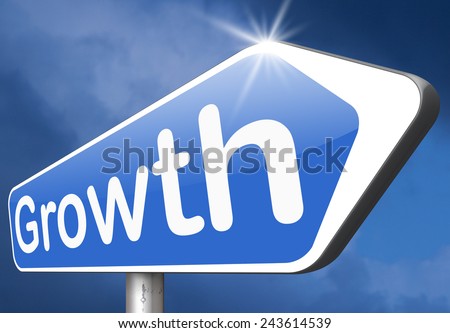 growth grow market stock or business development profit rise increase  sign with text and word