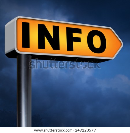 information sign  banner or label to search more details and find online info