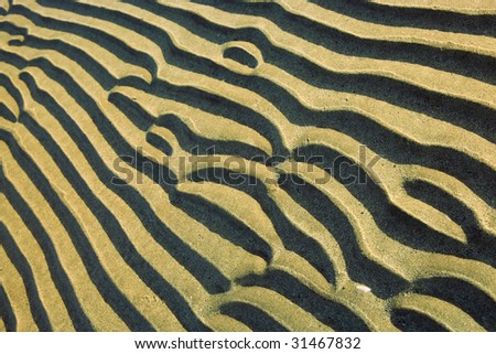 sand ripples pattern of parallel lines created by the waves of water on the beach coastline background