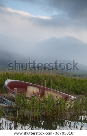 boat at the lake just after the storm
