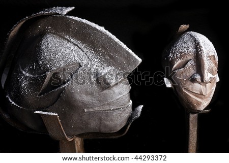 ceramic heads covered with snow style eastern island