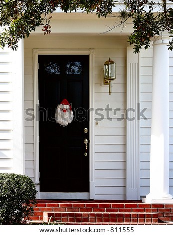 santa christmas decoration on home door